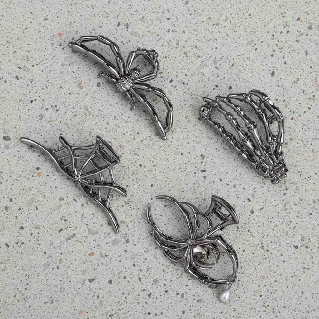 Set Halloween-haarclips met spinnen en vleermuizen voor feestelijke kostuumstyling