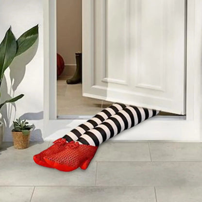 Deurstopper met Halloween-heksenbenen, grappige decoratie voor de entree van het huis