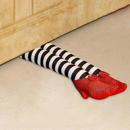 Deurstopper met Halloween-heksenbenen, grappige decoratie voor de entree van het huis