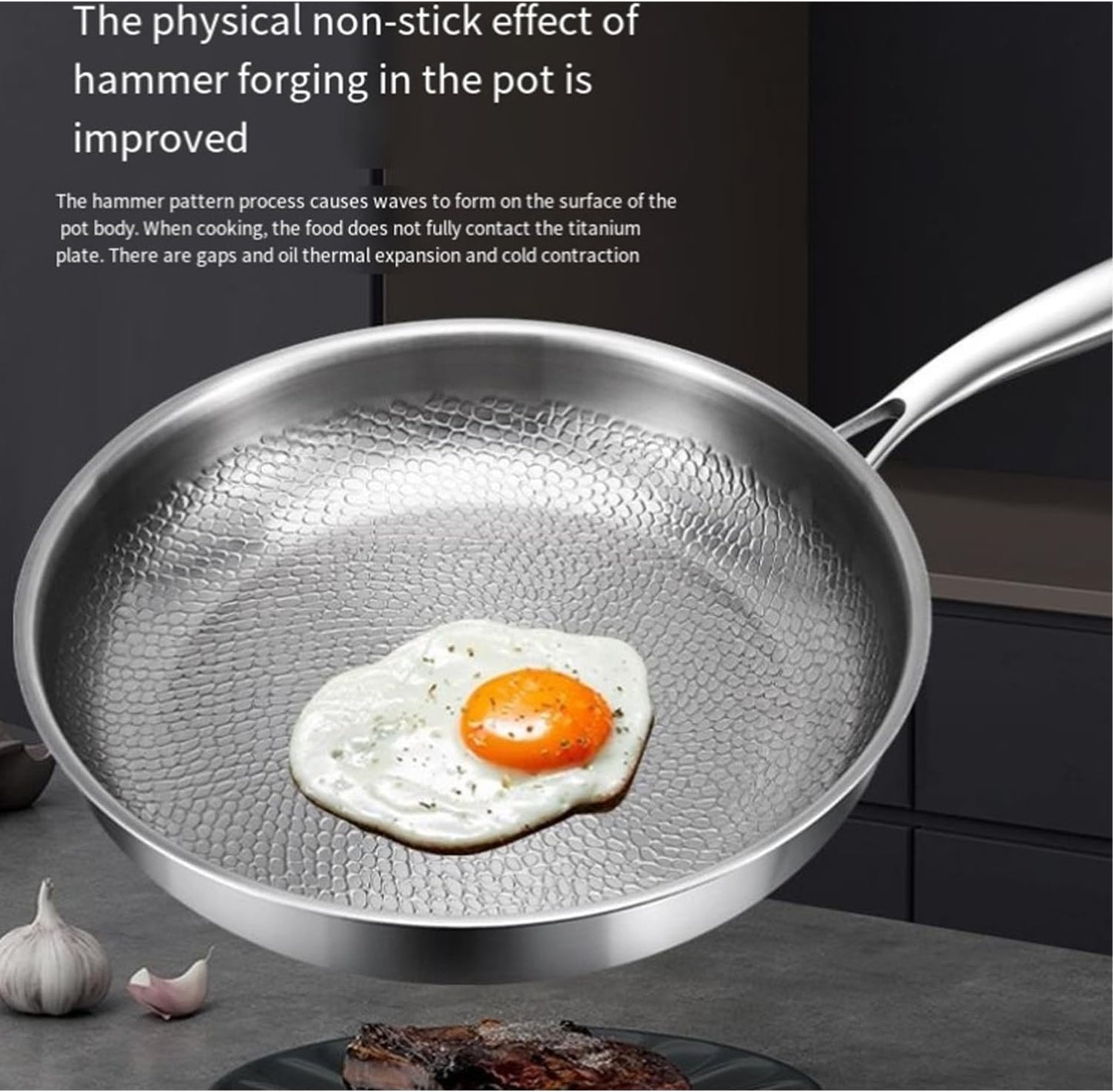 Hammered Titanium Cooking Pan Kitchen Cookware Set Durable Frying Pot