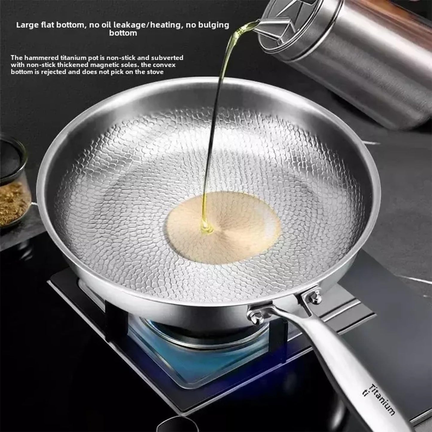 Hammered Titanium Cooking Pan Kitchen Cookware Set Durable Frying Pot