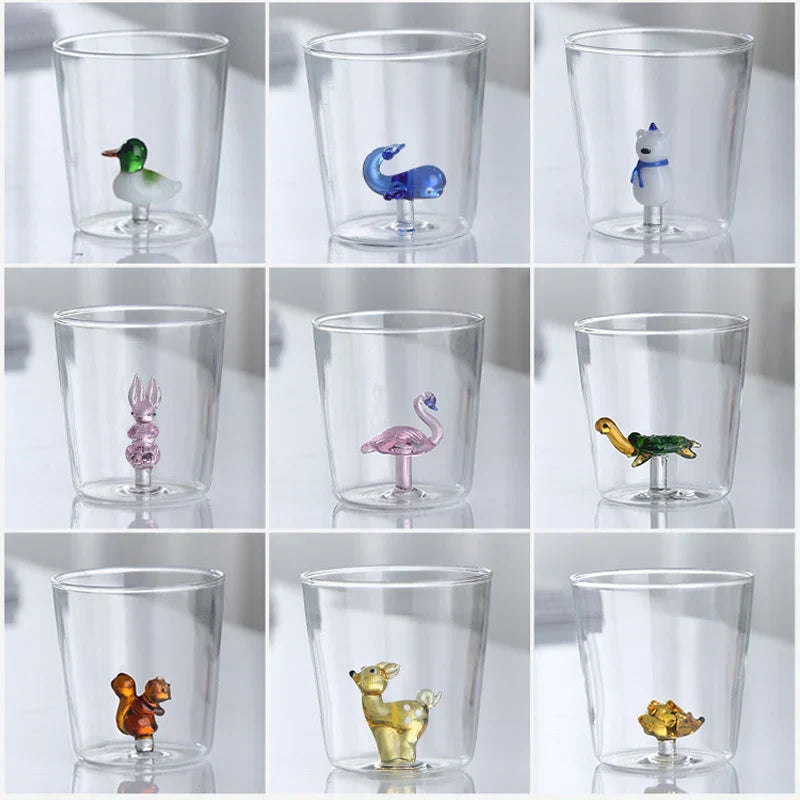 Handcrafted 3D Glass Mug Creative Animal Plant Drink Cup