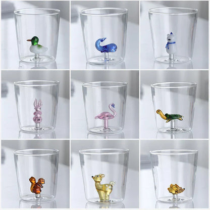 Handcrafted 3D Glass Mug Creative Animal Plant Drink Cup