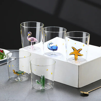 Handcrafted 3D Glass Mug Creative Animal Plant Drink Cup