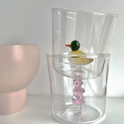 Handcrafted 3D Glass Mug Creative Animal Plant Drink Cup