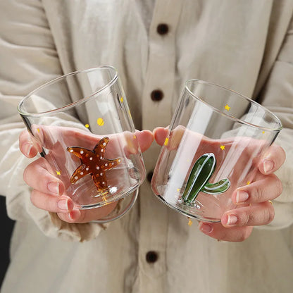 Handcrafted 3D Glass Mug Creative Animal Plant Drink Cup