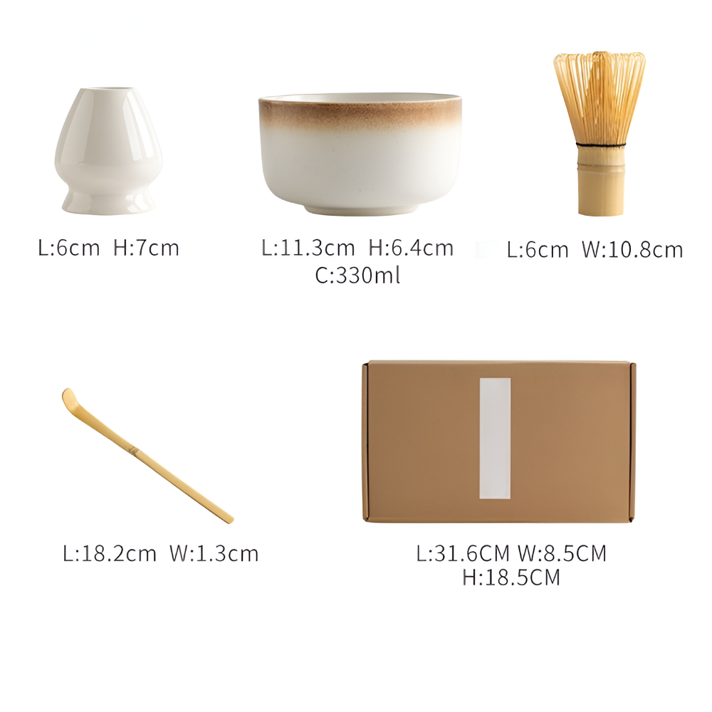 Handcrafted Matcha Tea Ceremony Bowl Whisk Bamboo Set