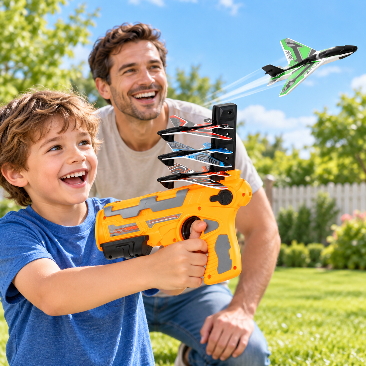 Handheld Foam Airplane Shooter Launcher with Manual Reloading