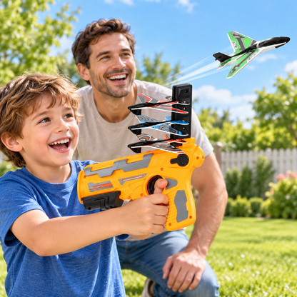 Handheld Foam Airplane Shooter Launcher with Manual Reloading