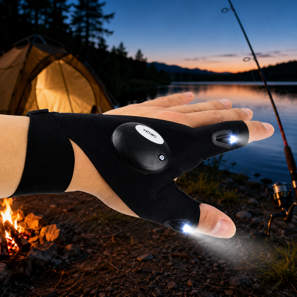 Hands Free LED Flashlight Gloves for Camping Fishing and Repairs