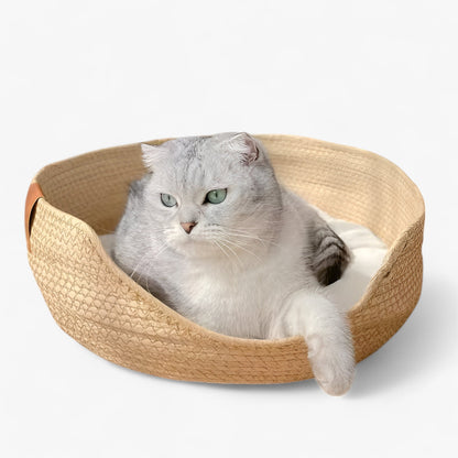 Handwoven Bamboo Pet Bed Cat Puppy Small Dog Basket