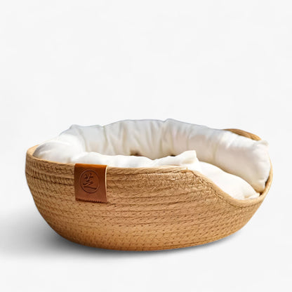 Handwoven Bamboo Pet Bed Cat Puppy Small Dog Basket