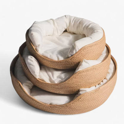 Handwoven Bamboo Pet Bed Cat Puppy Small Dog Basket
