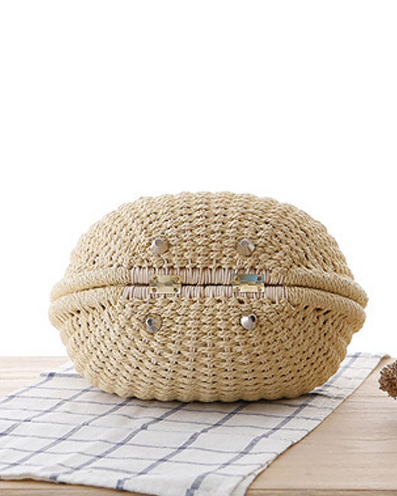 Handwoven Rattan Shoulder Bag Boho Straw Crossbody Purse