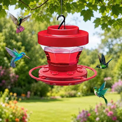 Hanging Hummingbird Feeder with 8 Feeding Ports Easy Fill Nectar Reservoir
