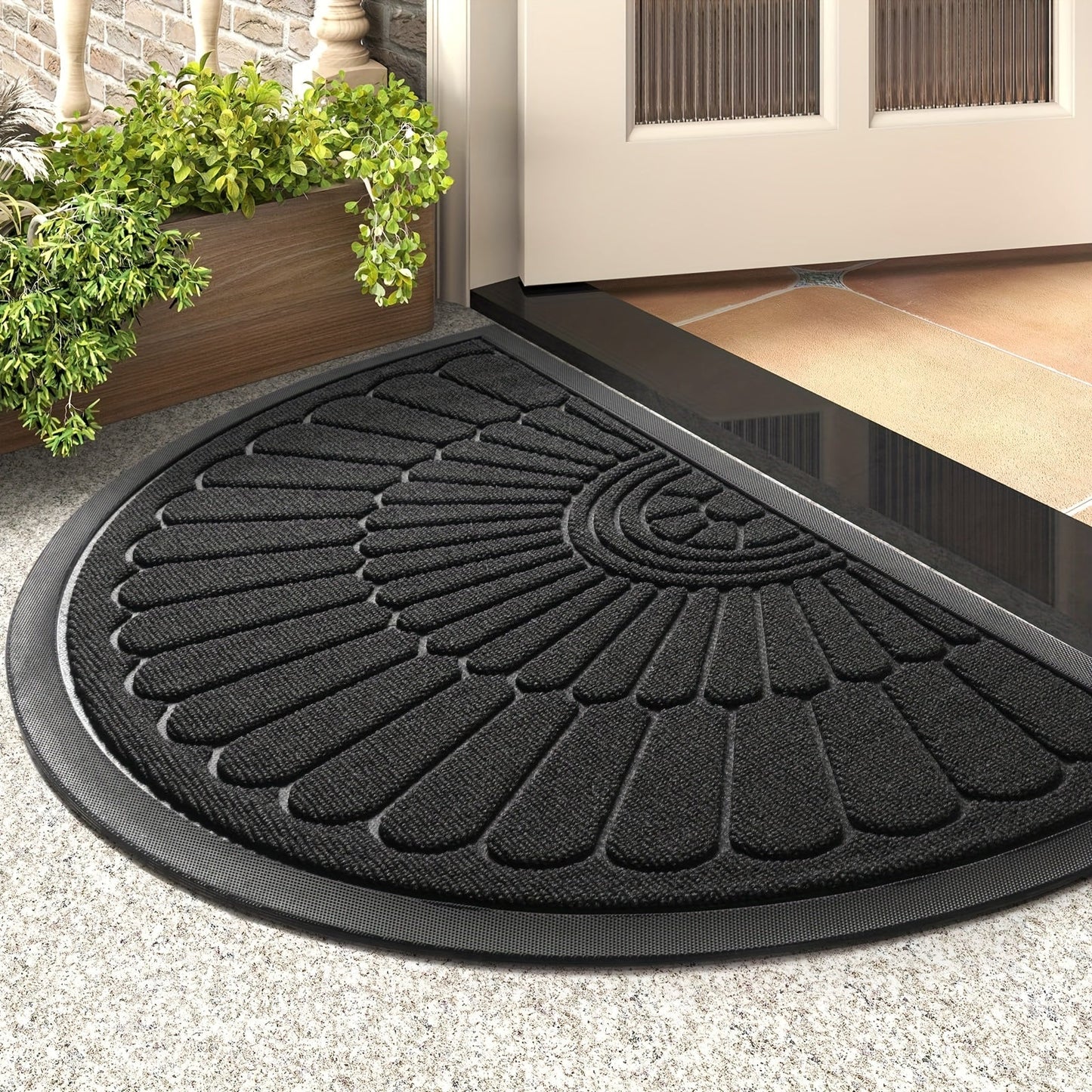 Heavy Duty Rubber Half Moon Door Mat Non Slip Entrance Mat