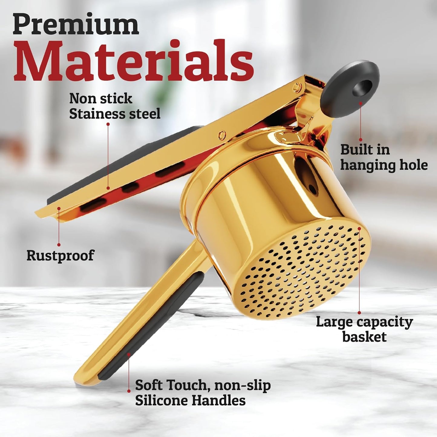 Heavy Duty Stainless Steel Potato Ricer Masher Kitchen Press Tool