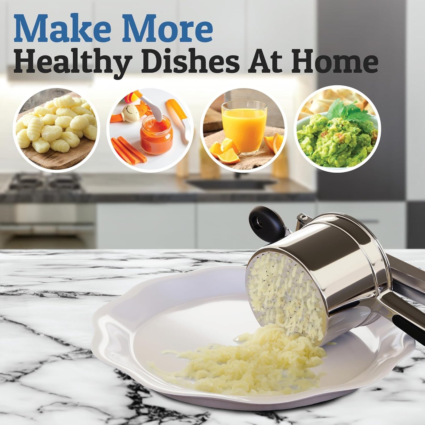 Heavy Duty Stainless Steel Potato Ricer Masher Kitchen Press Tool