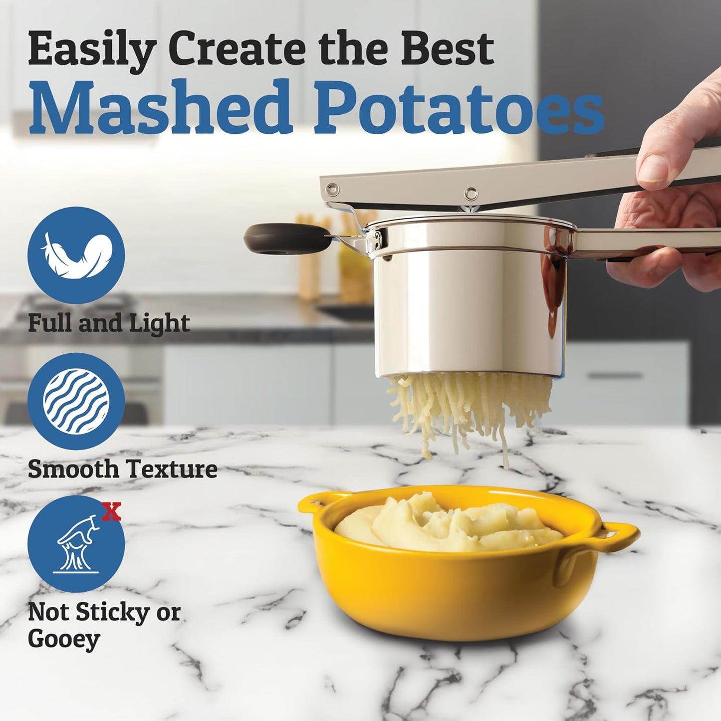 Heavy Duty Stainless Steel Potato Ricer Masher Kitchen Press Tool