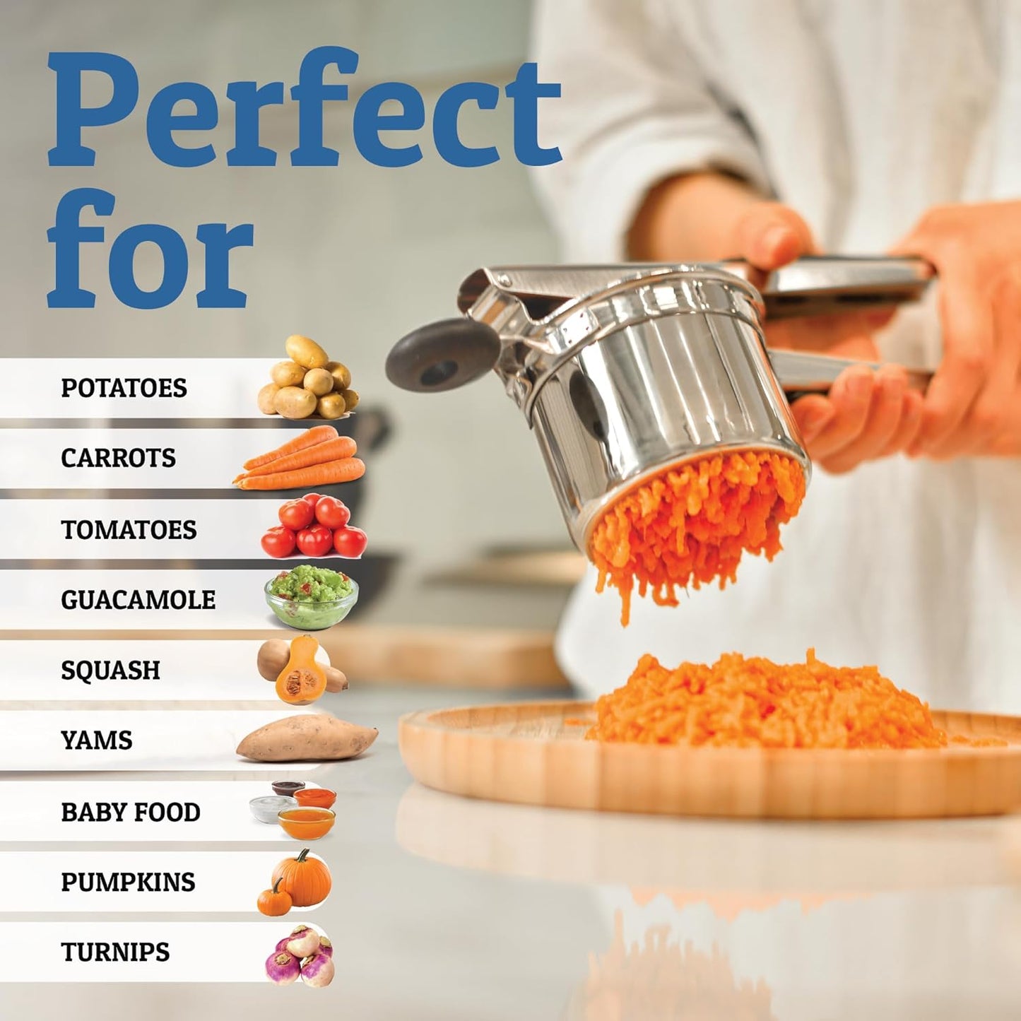 Heavy Duty Stainless Steel Potato Ricer Masher Kitchen Press Tool