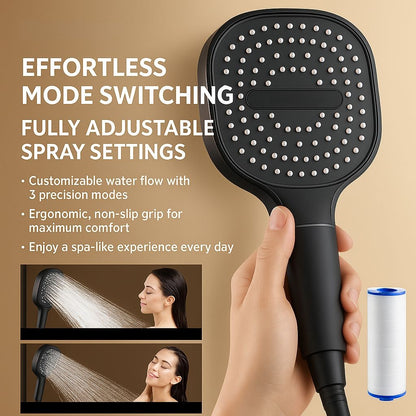 High Pressure Handheld Shower Head with Filter and Spray Modes