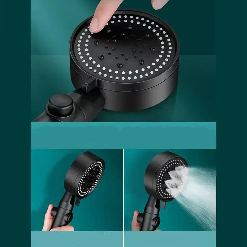 High Pressure Rain Shower Head Black Bathroom Set