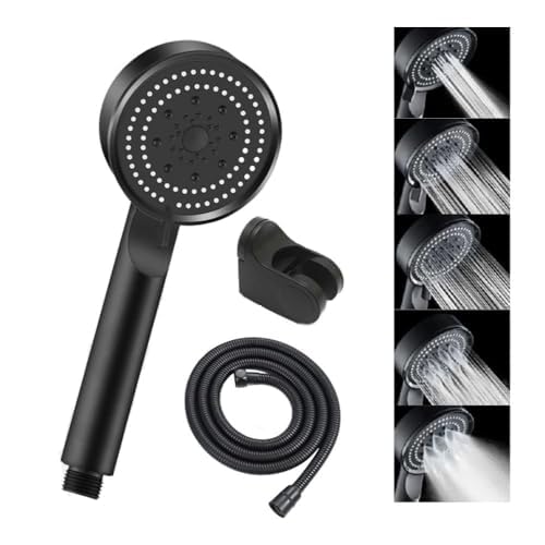 High Pressure Rain Shower Head Black Bathroom Set