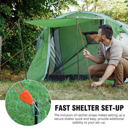 Campingreb med høj styrke, reflekterende teltbardun og snor til opsætning af ly