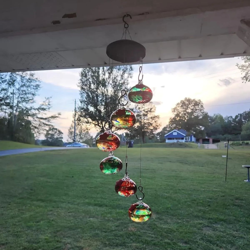 Hummingbird Feeder Wind Chime Hanging Garden Decor with Multiple Feeding Spots