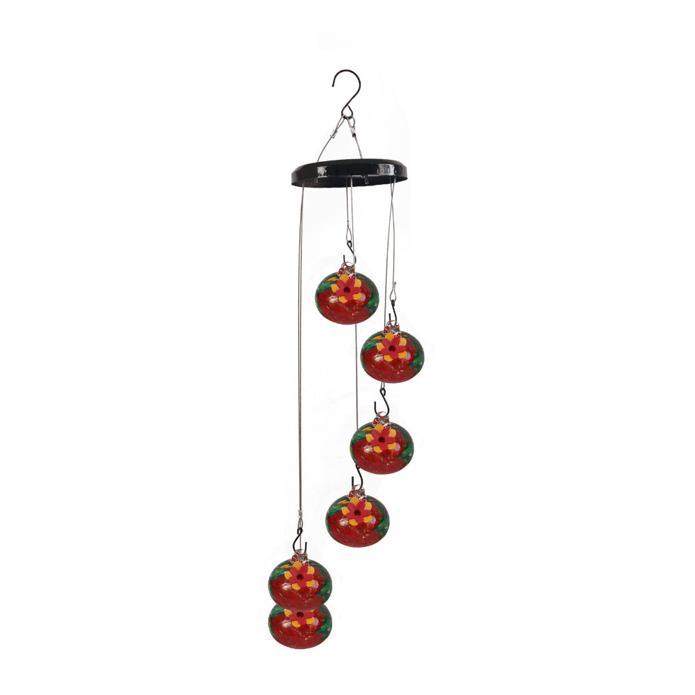 Hummingbird Feeder Wind Chime Hanging Garden Decor with Multiple Feeding Spots