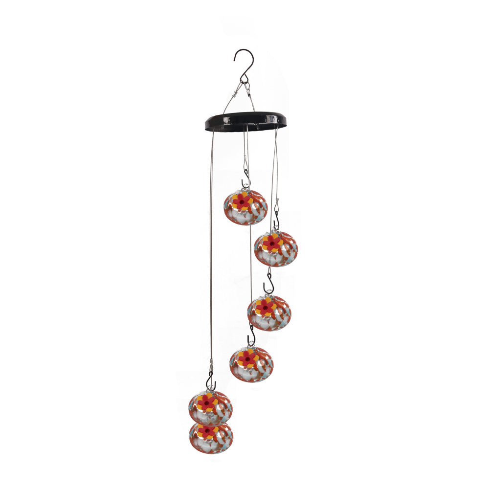 Hummingbird Feeder Wind Chime Hanging Garden Decor with Multiple Feeding Spots