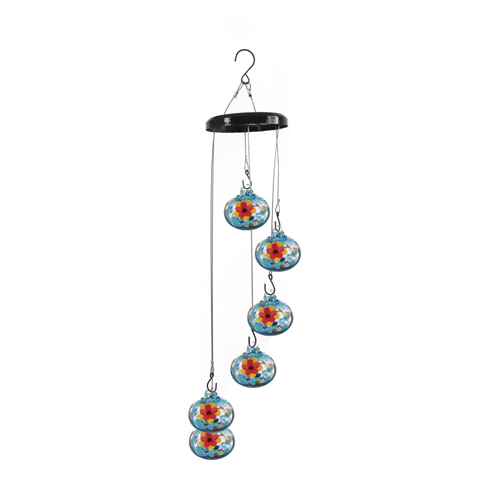 Hummingbird Feeder Wind Chime Hanging Garden Decor with Multiple Feeding Spots