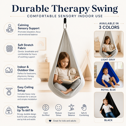 Indoor Sensory Therapy Swing with Durable Fabric and Suspension Strap