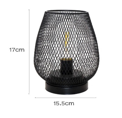 Industrial Mesh Table Lamp Set Metal LED Bedside Lighting Decor