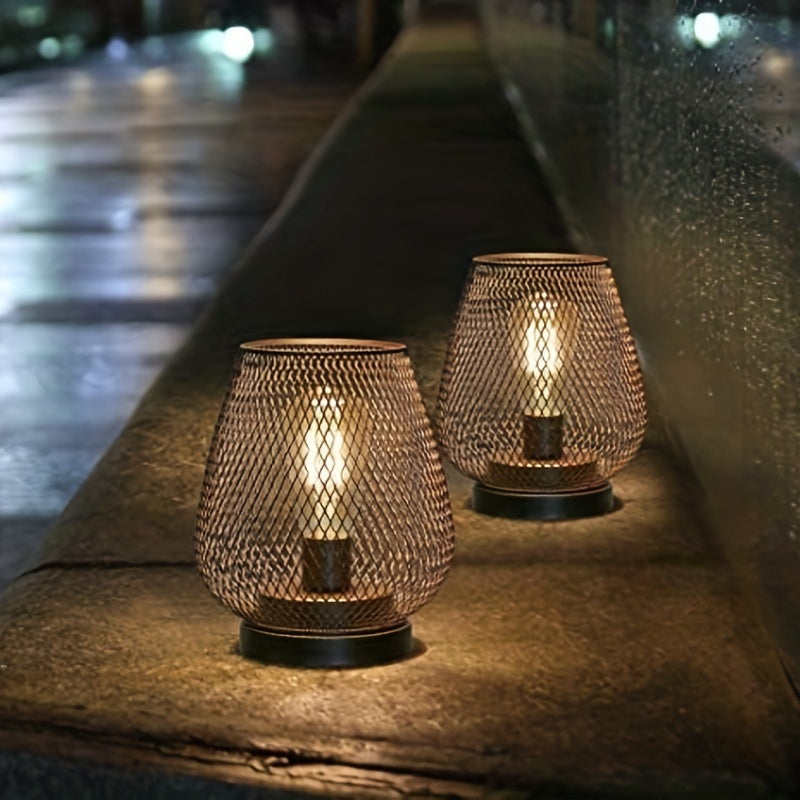 Industrial Mesh Table Lamp Set Metal LED Bedside Lighting Decor
