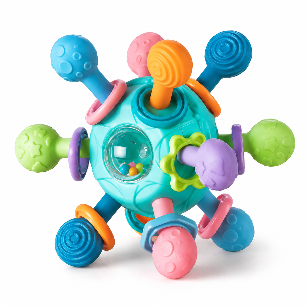 Infant Sensory Ball with Textured Surfaces and Gentle Rattle
