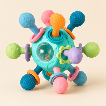 Infant Sensory Ball with Textured Surfaces and Gentle Rattle