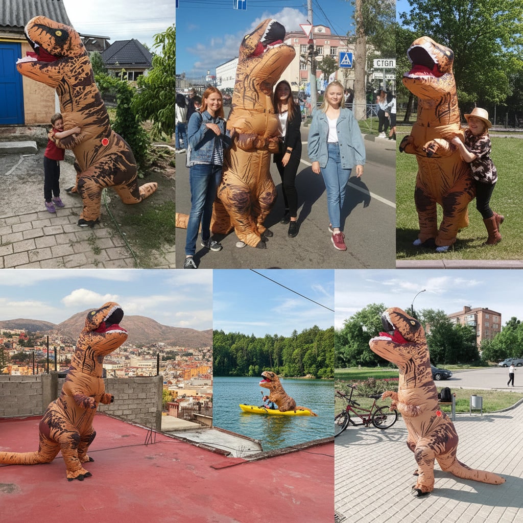 Inflatable Dinosaur Costume Funny Full Body Halloween Party Outfit
