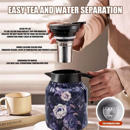 Insulated Tea Pot With Built In Infuser Stainless Steel Thermal Teapot