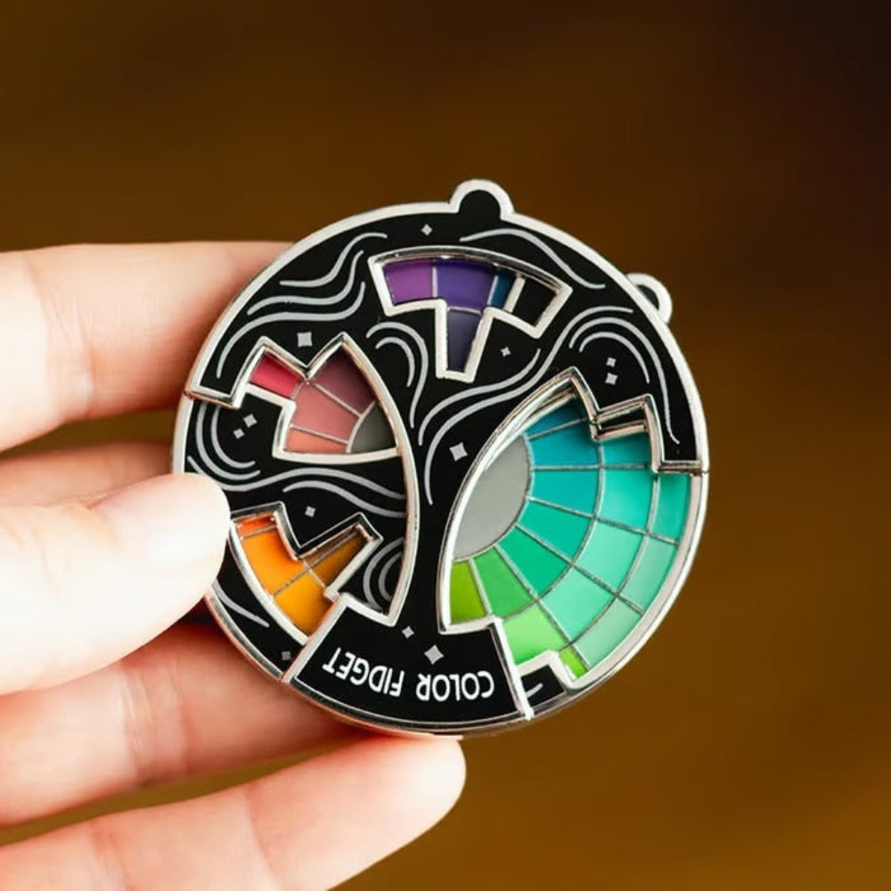 Interactive Color Theory Fidget Pin with Spinning Design