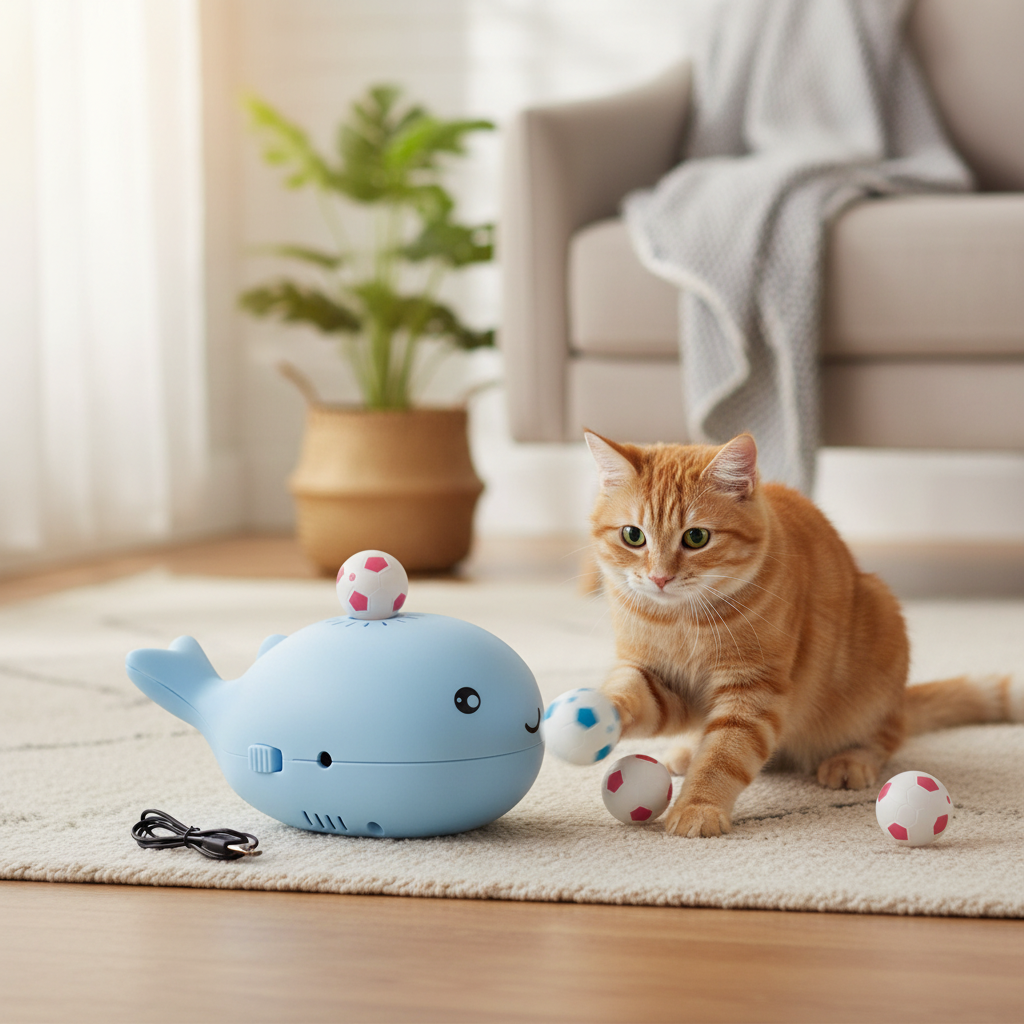 Interactive Electric Cat Toy Floating Ball Launcher for Indoor Play