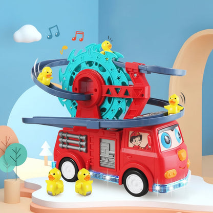 Interactive Fire Truck Toy Car with Lights Music and Rotating Duck
