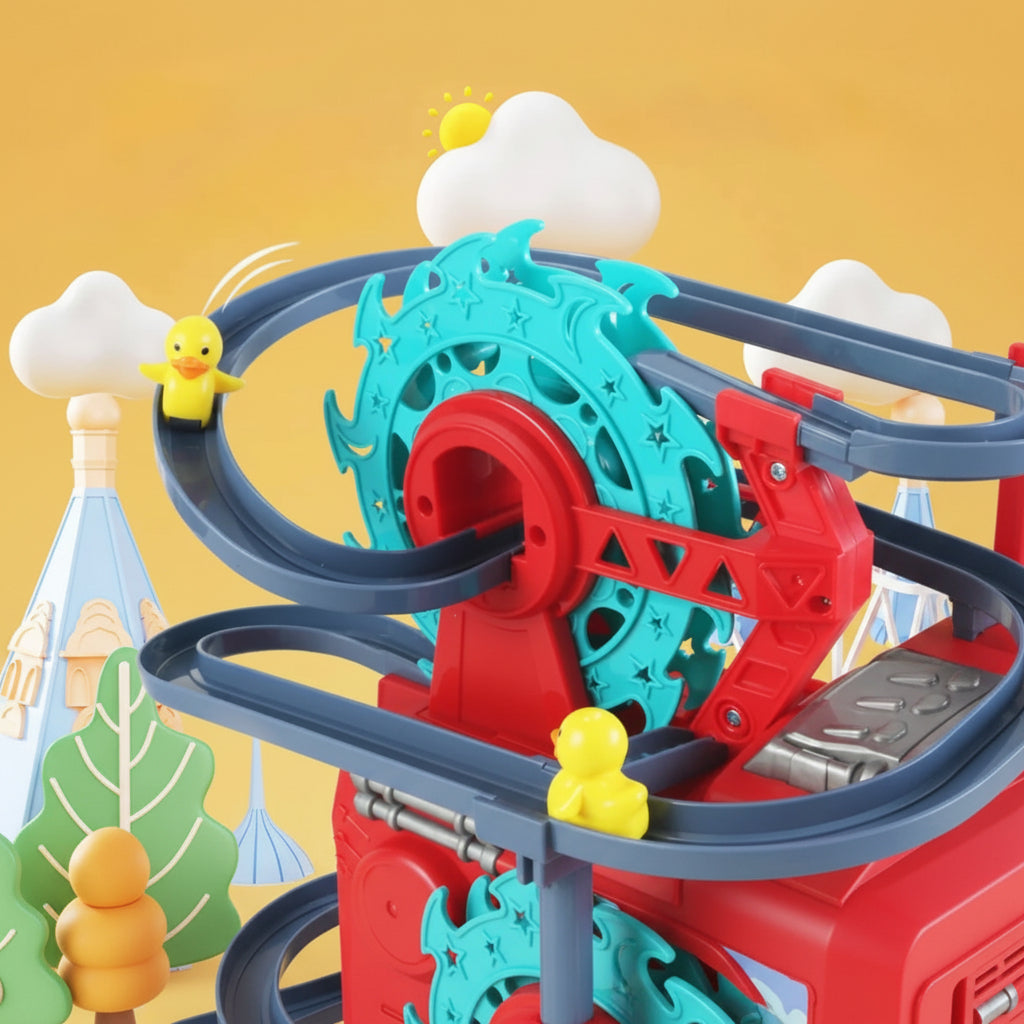 Interactive Fire Truck Toy Car with Lights Music and Rotating Duck
