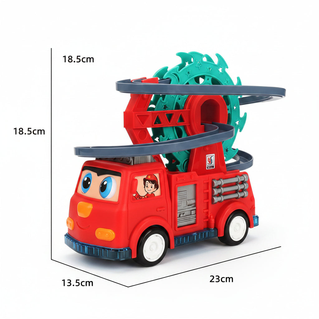 Interactive Fire Truck Toy Car with Lights Music and Rotating Duck