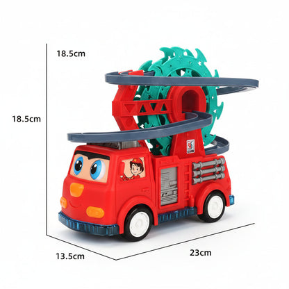 Interactive Fire Truck Toy Car with Lights Music and Rotating Duck