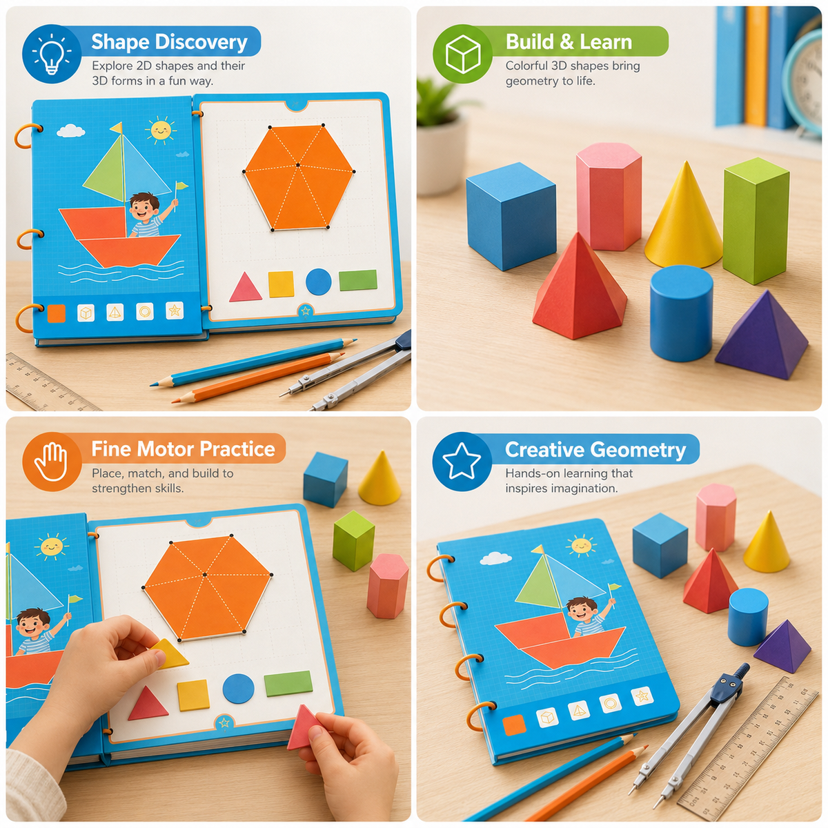 Interactive Geometry Learning Book for Kids with Shape Activities