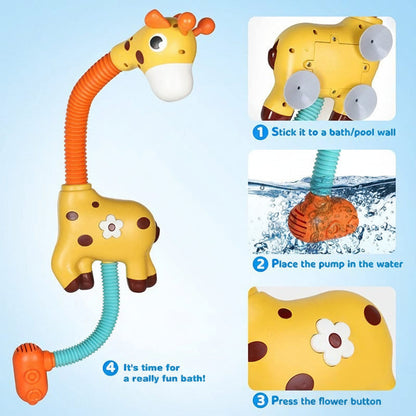 Interactief giraffen-badspeelgoed dat water spuit voor peuters en kinderen