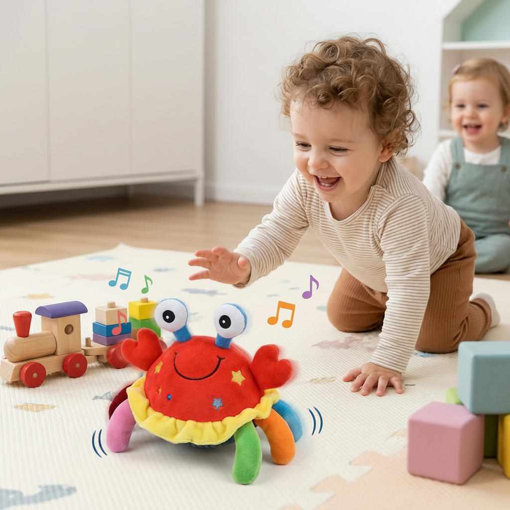 Interactive Musical Crab Toy with Crawling Movement and Sound Activity