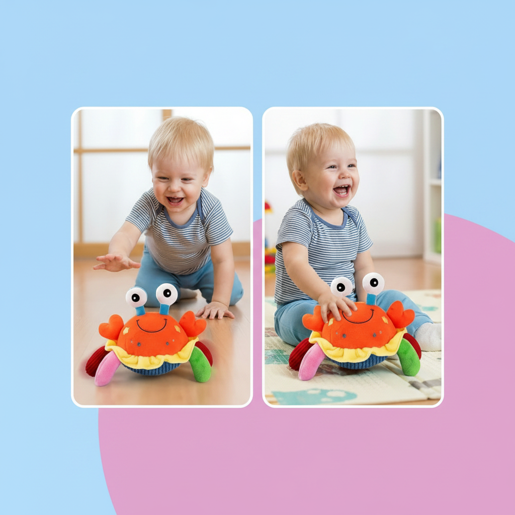 Interactive Musical Crab Toy with Crawling Movement and Sound Activity