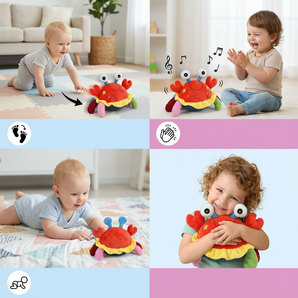 Interactive Musical Crab Toy with Crawling Movement and Sound Activity